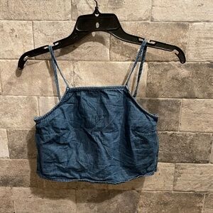 ❤️ AMERICAN EAGLE OUTFITTERS AEO TIE BACK DENIM CROP TOP SIZE XS